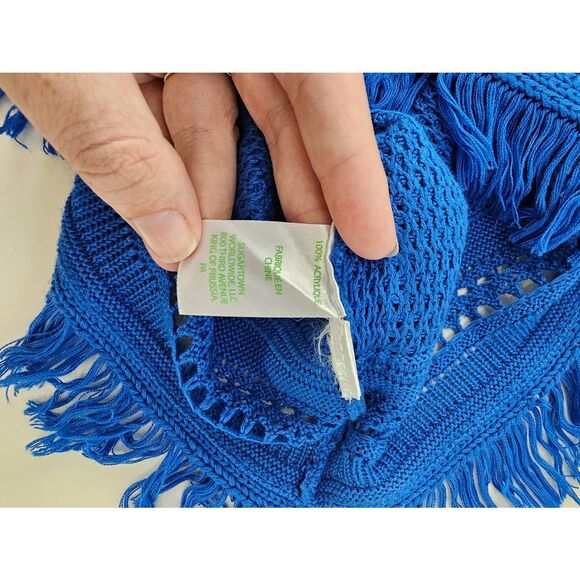 Lilly Pulitzer Womens Lapis Blue Luca Fringe Hem Crochet Tank Top Size XS - Picture 5 of 5